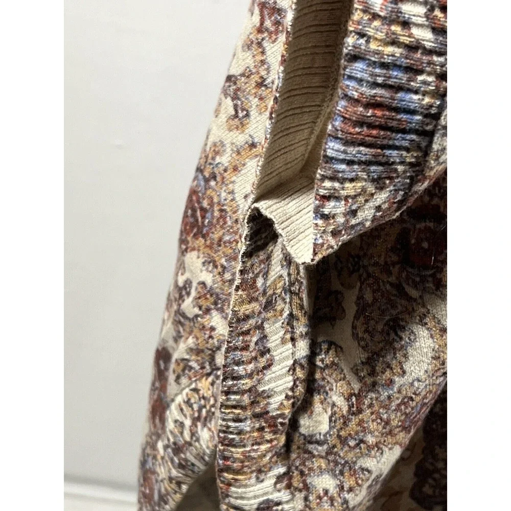 Liz Claiborne Poncho Wrap Womens L XL Cotton‎ Print Open Cape Shawl